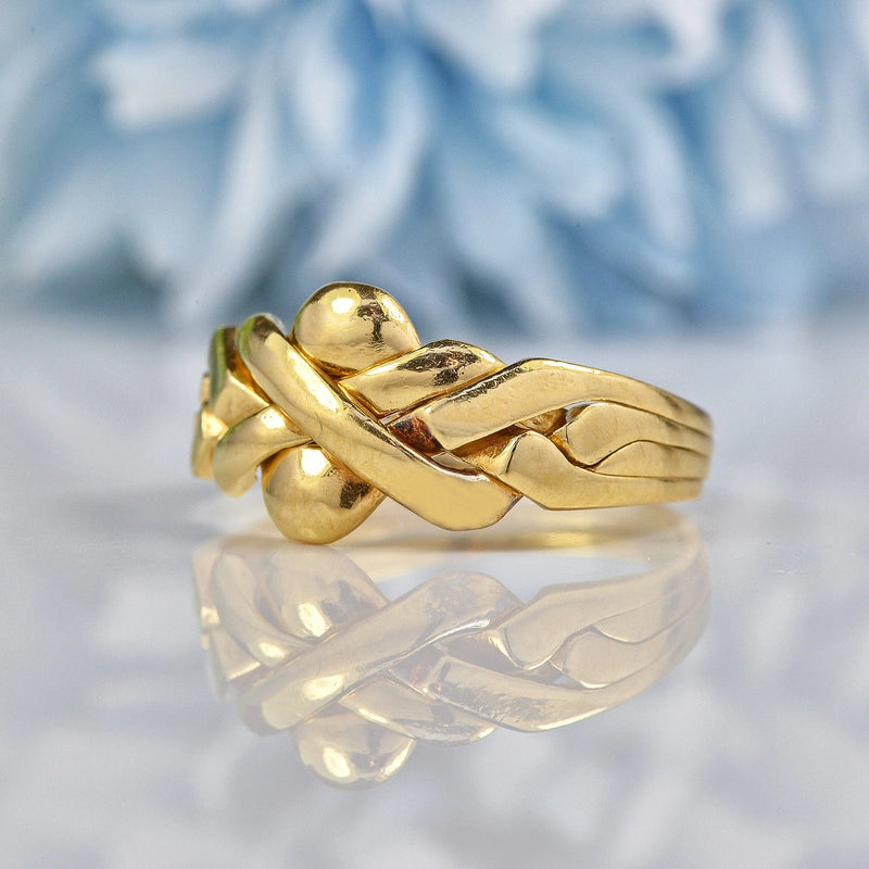 Diamond Ring Puzzle Ring Wedding Band Vintage 18ct Yellow Gold