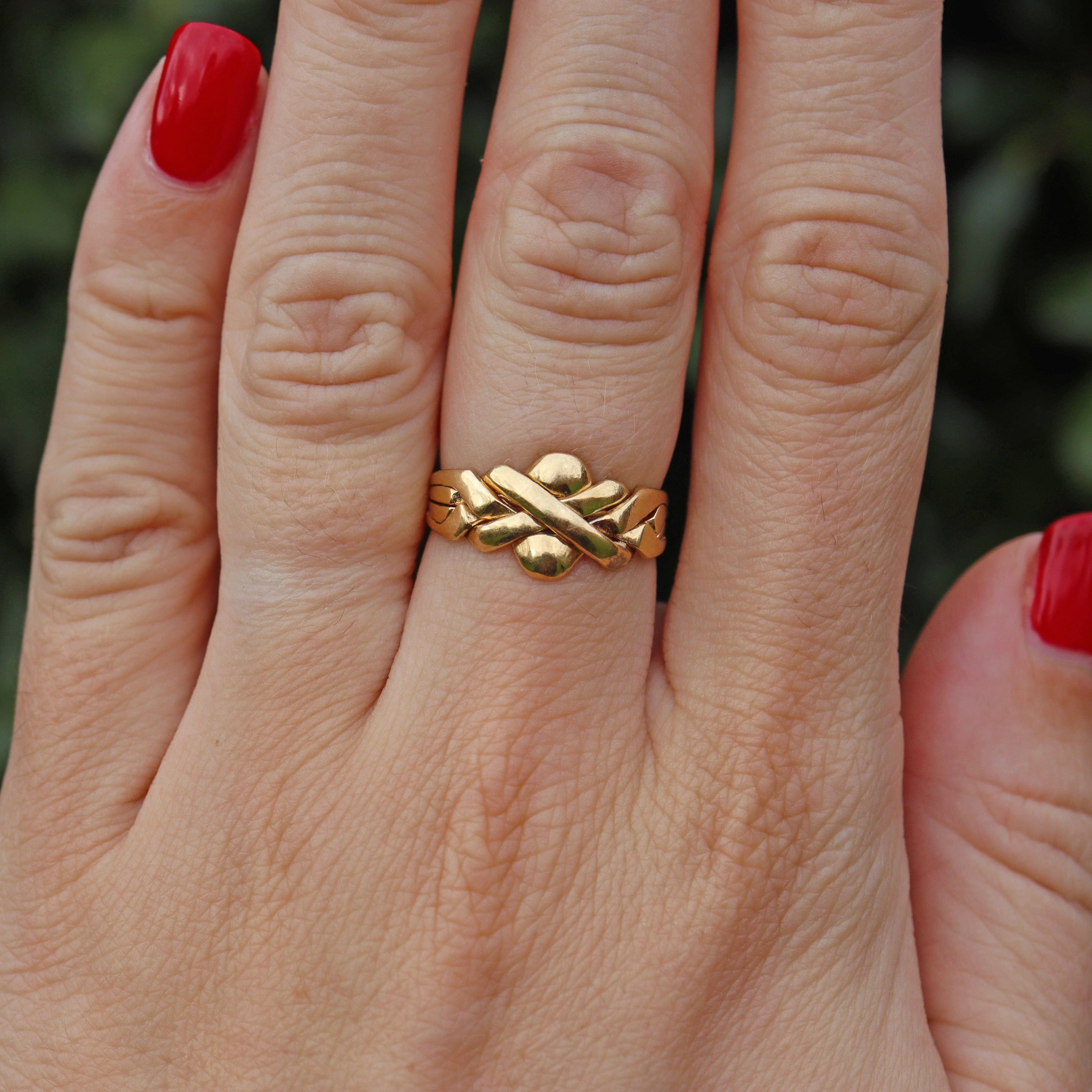 Vintage 18ct Yellow Gold Four-Piece Puzzle Ring - Main Image