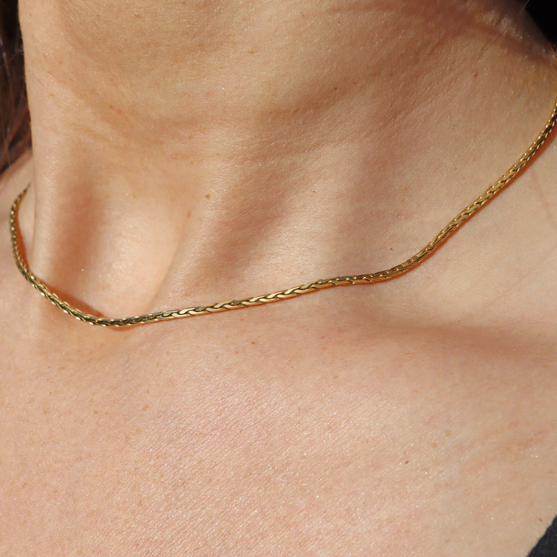 Ellibelle Jewellery Vintage 18ct Yellow Gold Snake Link Necklace Chain (16")