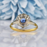 Ellibelle Jewellery Vintage 1940s Natural Sapphire & Diamond Cluster Ring