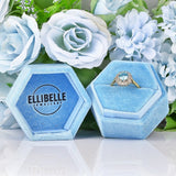 Ellibelle Jewellery Vintage 1960s Blue Zircon & Diamond 18ct Gold Cluster Ring
