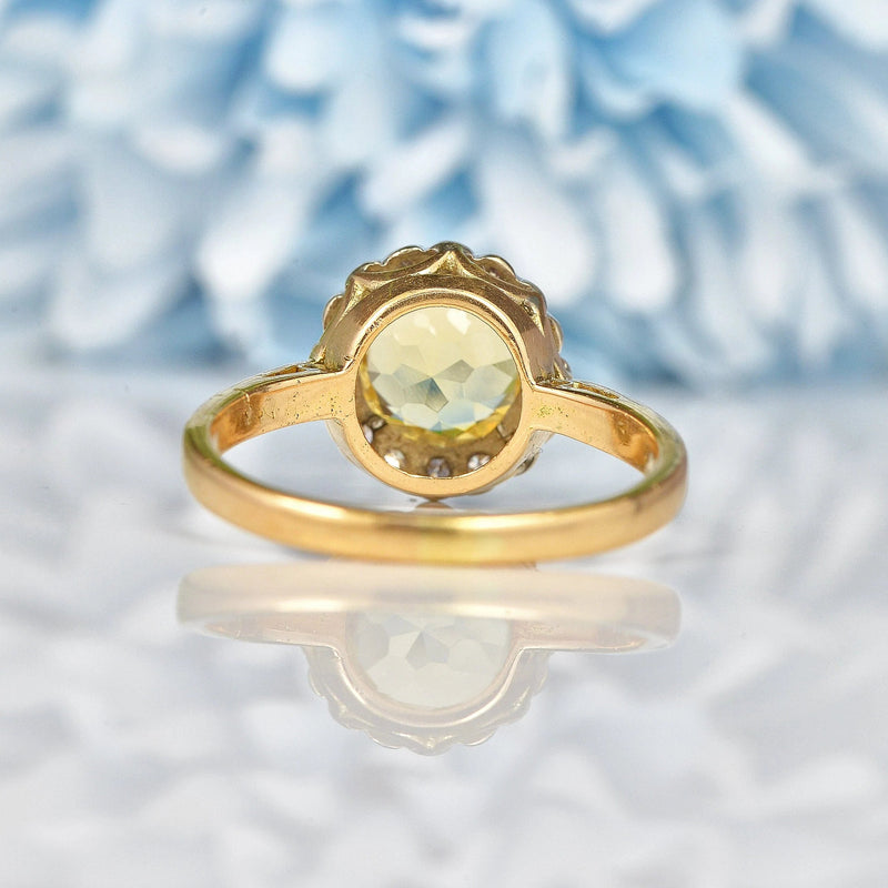 Ellibelle Jewellery Vintage 1960s Citrine & Diamond 18ct Gold Cluster Ring