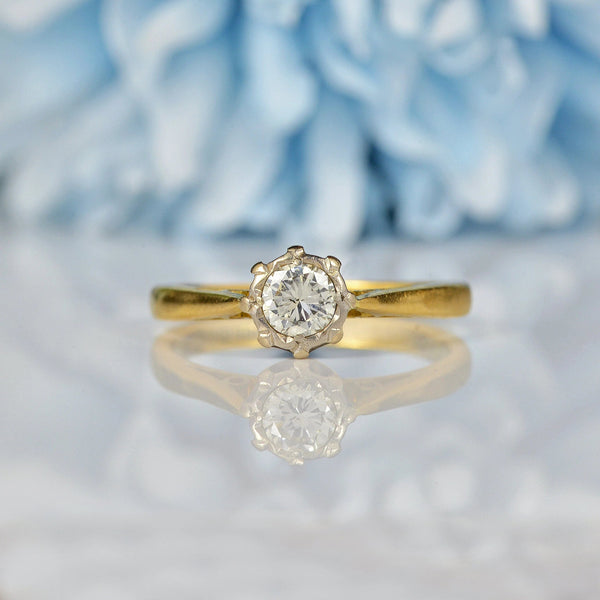 Ellibelle Jewellery Vintage 1960s Diamond 18ct Gold Engagement Ring (0.30ct)