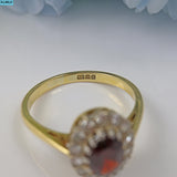 Ellibelle Jewellery VINTAGE 1960S GARNET & DIAMOND 18CT GOLD CLUSTER RING