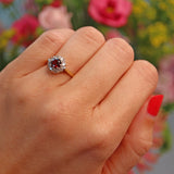Ellibelle Jewellery Vintage 1960s Garnet & Diamond 18ct Gold Cluster Ring