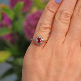 Ellibelle Jewellery Vintage 1960s Ruby & Diamond 18ct Gold Cluster Ring