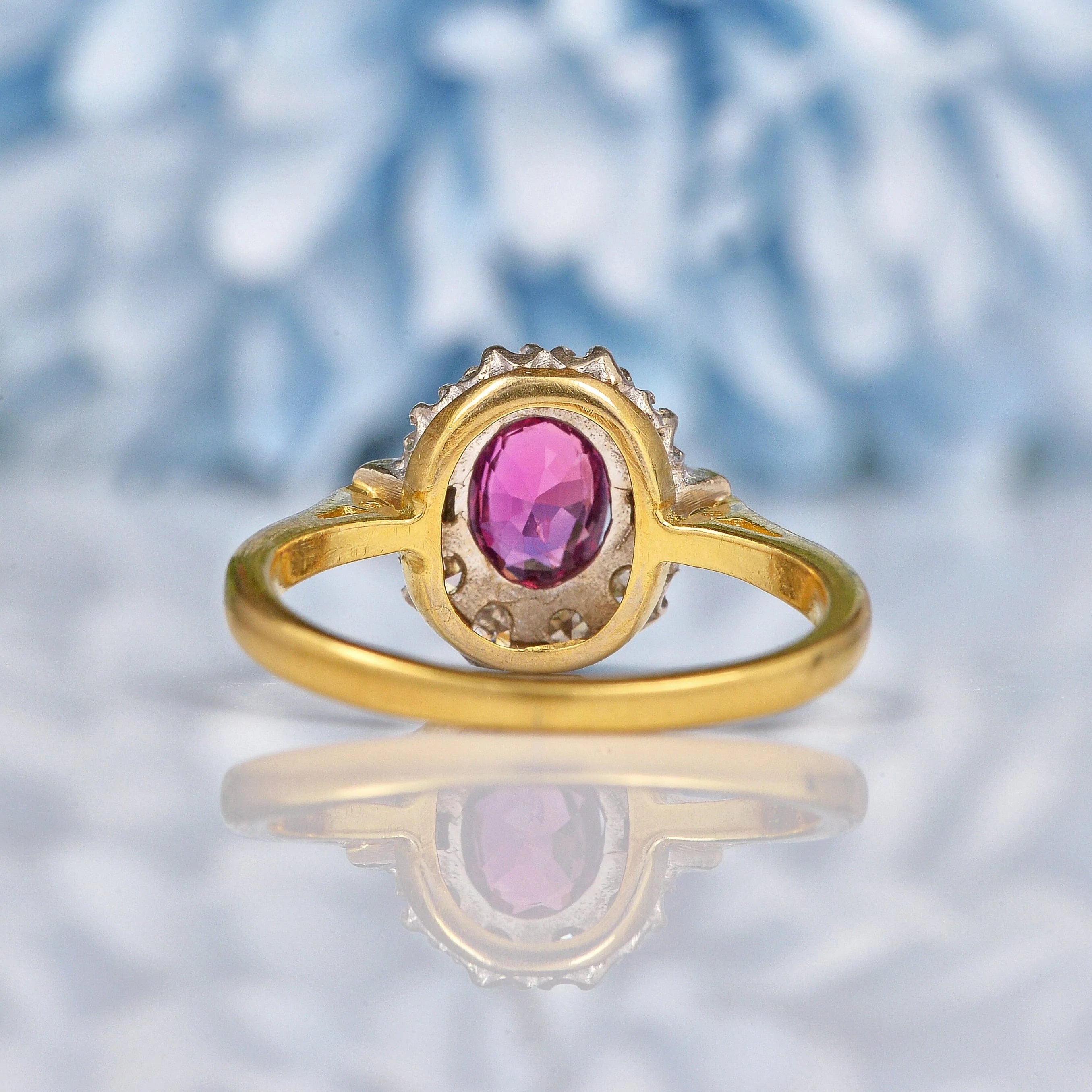 Ellibelle Jewellery Vintage 1960s Ruby & Diamond 18ct Gold Cluster Ring