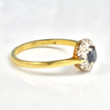 Ellibelle Jewellery VINTAGE 1960S SAPPHIRE & DIAMOND CLUSTER RING