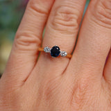 Ellibelle Jewellery Vintage 1963 Blue Sapphire Diamond Three Stone Ring by Cropp & Farr