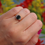 Ellibelle Jewellery Vintage 1965 Dark Sapphire & Diamond Gold Ring