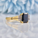 Ellibelle Jewellery Vintage 1965 Dark Sapphire & Diamond Gold Ring