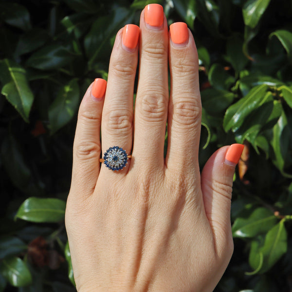 Ellibelle Jewellery Vintage 1966 Sapphire & Diamond Cluster Dress Ring