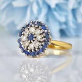 Ellibelle Jewellery Vintage 1966 Sapphire & Diamond Cluster Dress Ring