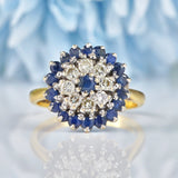 Ellibelle Jewellery Vintage 1966 Sapphire & Diamond Cluster Dress Ring