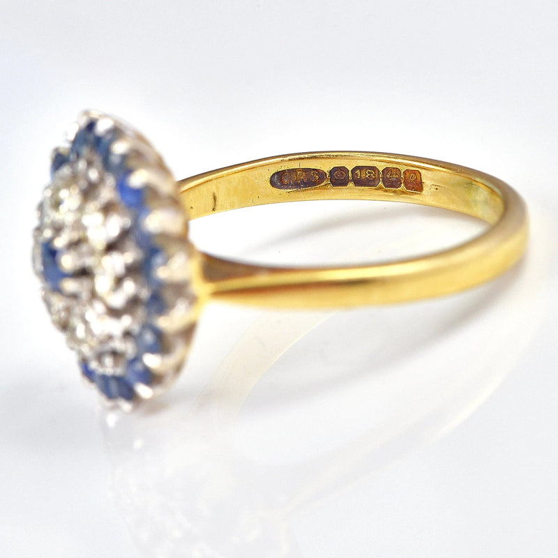 Ellibelle Jewellery Vintage 1966 Sapphire & Diamond Cluster Dress Ring