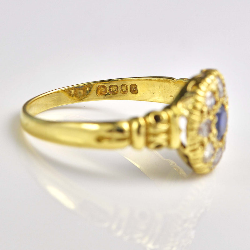 Ellibelle Jewellery Vintage 1968 Sapphire & Diamond 18ct Gold Ring