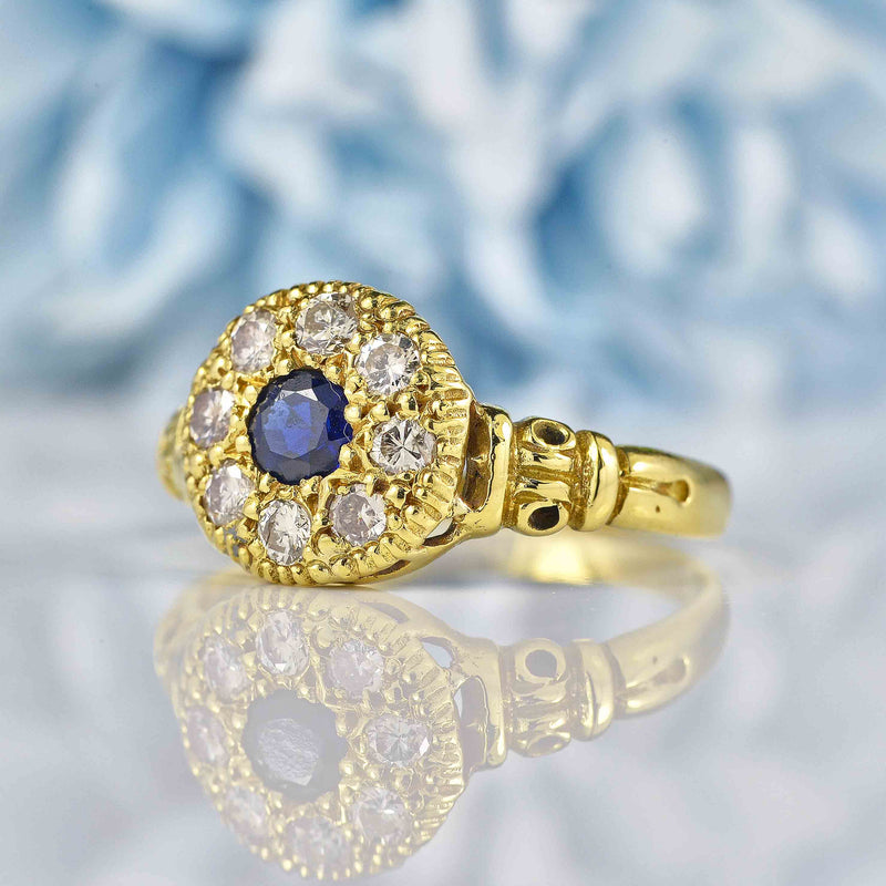 Ellibelle Jewellery Vintage 1968 Sapphire & Diamond 18ct Gold Ring