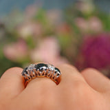 Ellibelle Jewellery Vintage 1968 Sapphire & Rose Cut Diamond 18ct Gold Ring