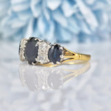 Ellibelle Jewellery Vintage 1968 Sapphire & Rose Cut Diamond 18ct Gold Ring