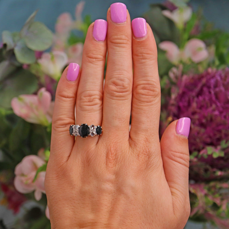 Ellibelle Jewellery Vintage 1968 Sapphire & Rose Cut Diamond 18ct Gold Ring