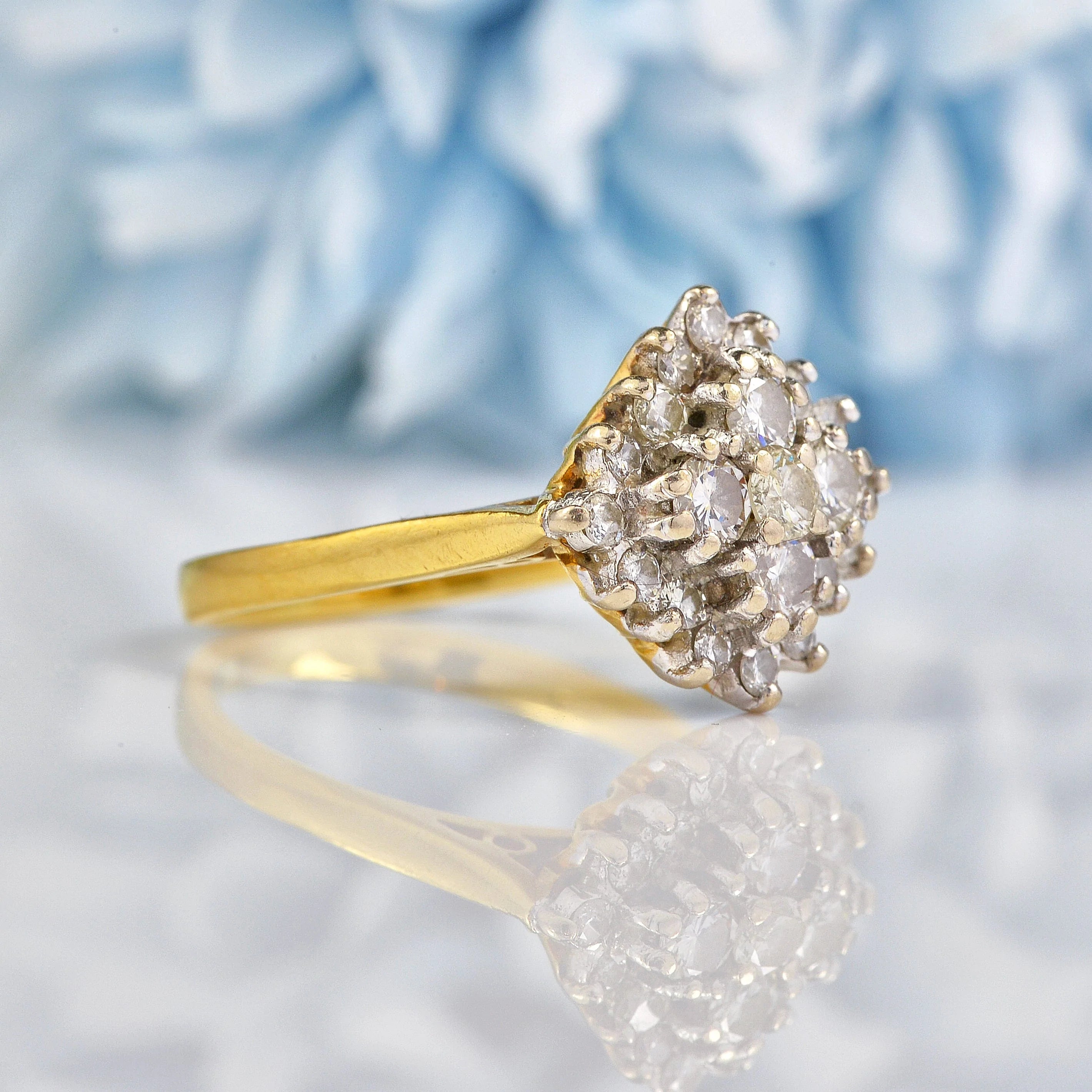Ellibelle Jewellery Vintage 1969 Diamond 18ct Gold Cluster Ring (0.82cts)
