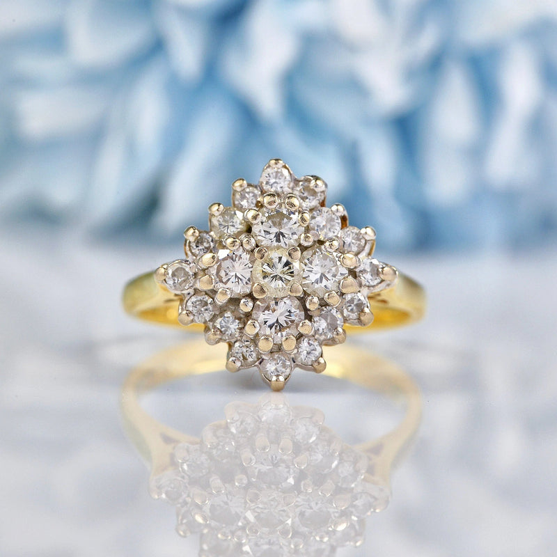 Ellibelle Jewellery Vintage 1969 Diamond 18ct Gold Cluster Ring (0.82cts)