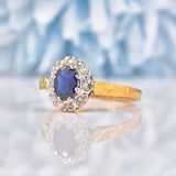 Ellibelle Jewellery Vintage 1970 Blue Sapphire & Diamond Cluster Ring