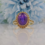 Ellibelle Jewellery Vintage 1970s Amethyst 9ct Gold Solitaire Ring