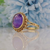 Ellibelle Jewellery Vintage 1970s Amethyst 9ct Gold Solitaire Ring