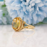 VINTAGE 1970S CITRINE 9CT GOLD SOLITAIRE RING