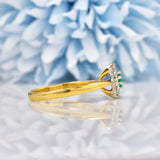 Ellibelle Jewellery Vintage 1970s Emerald & Diamond 18ct Gold Cluster Ring