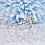 Ellibelle Jewellery Vintage 1970s Emerald & Diamond White Gold Cocktail Ring