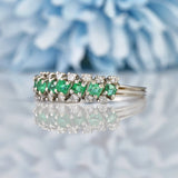 Ellibelle Jewellery Vintage 1970s Emerald & Diamond White Gold Ring