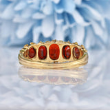 Ellibelle Jewellery Vintage 1970s Garnet 9ct Gold Five Stone Ring