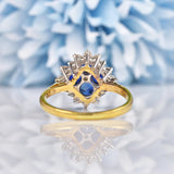 Ellibelle Jewellery Vintage 1970s Sapphire & Diamond 18ct Gold Cluster Ring