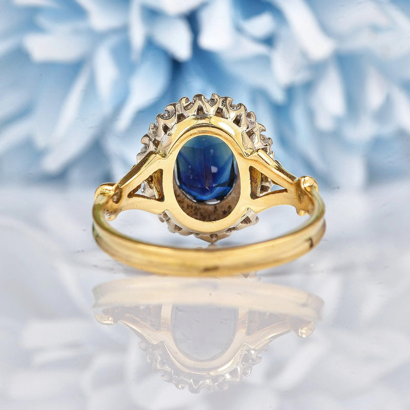 Ellibelle Jewellery Vintage 1970s Sapphire & Diamond 18ct Gold Cluster Ring