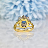 Ellibelle Jewellery VINTAGE 1970S SAPPHIRE & DIAMOND ROUND CLUSTER RING