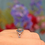 Ellibelle Jewellery Vintage 1970s Sapphire & Diamond White Gold Cluster Ring