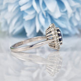 Ellibelle Jewellery Vintage 1970s Sapphire & Diamond White Gold Cluster Ring