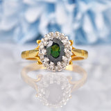 Ellibelle Jewellery Vintage 1972 Green Tourmaline & Diamond Cluster Ring