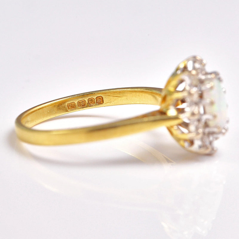 Ellibelle Jewellery Vintage 1973 Opal & Diamond 18ct Gold Cluster Ring