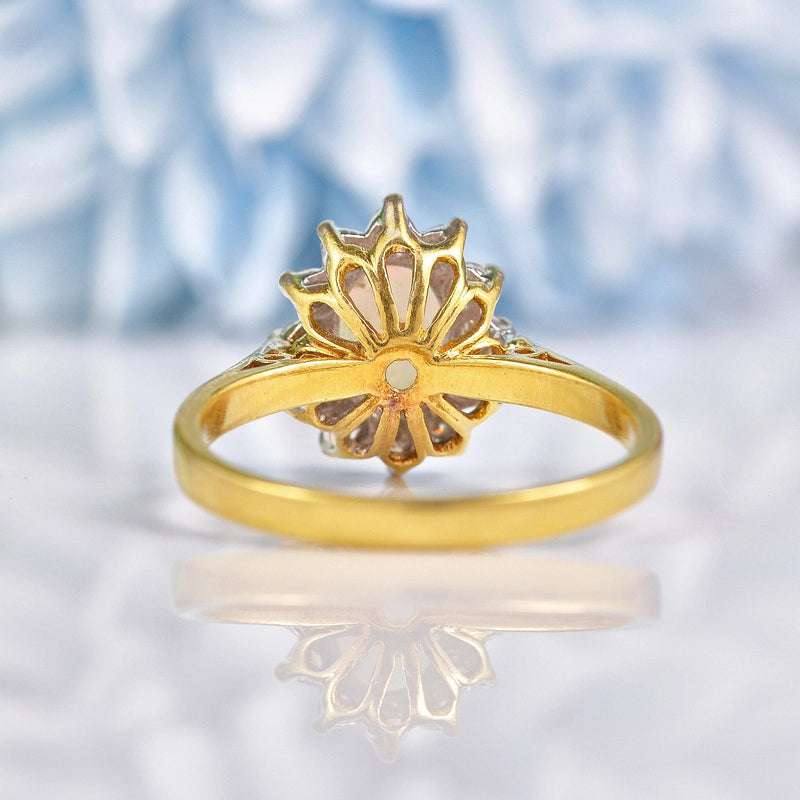 Ellibelle Jewellery Vintage 1973 Opal & Diamond 18ct Gold Cluster Ring