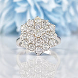 Ellibelle Jewellery Vintage 1974 Diamond 18ct White Gold Cluster Dress Ring (2.47cts)