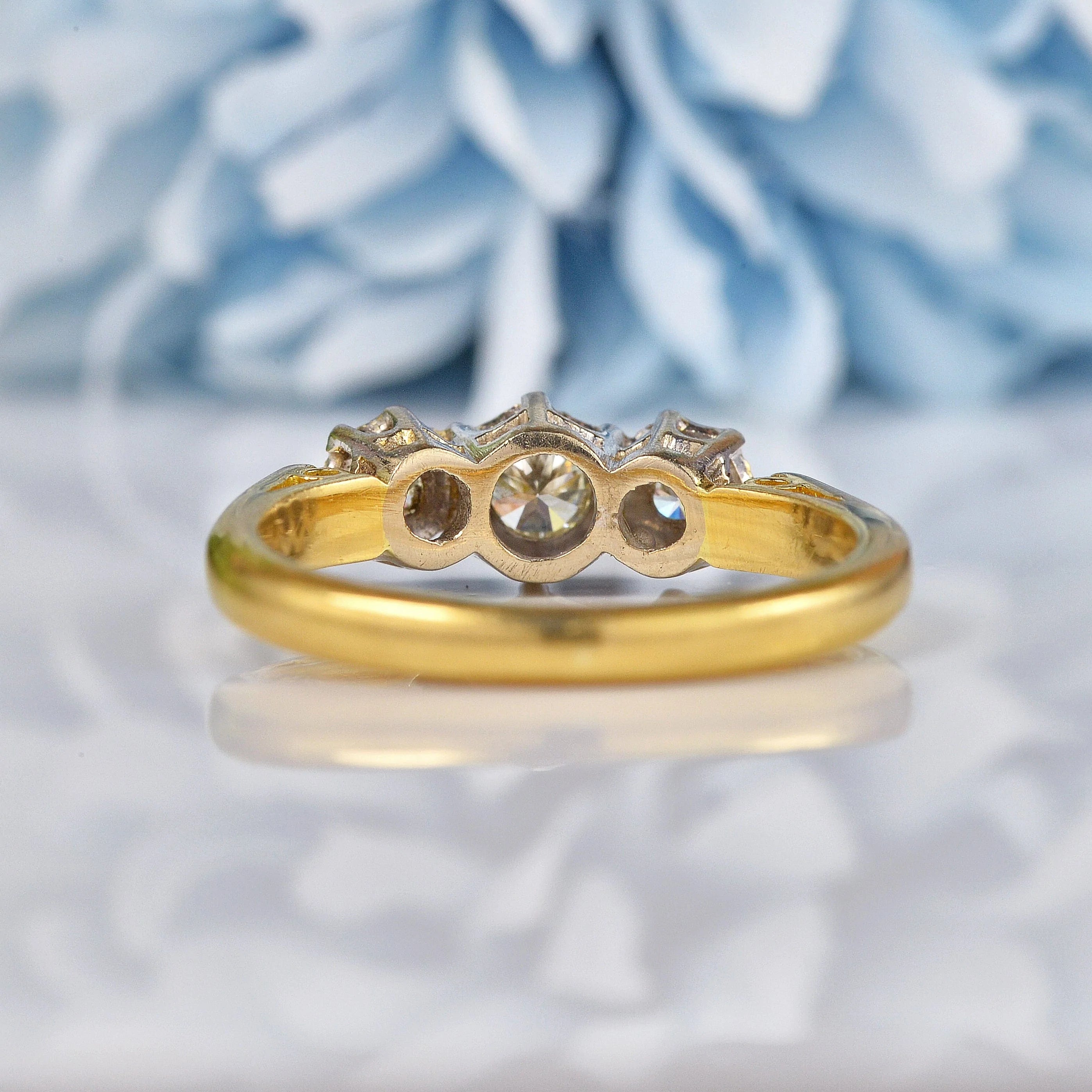 Ellibelle Jewellery Vintage 1975 Diamond 18ct Gold Three Stone Engagement Ring