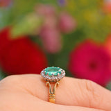 Ellibelle Jewellery Vintage 1975 Emerald & Diamond 18ct Gold Cluster Ring