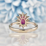 Ellibelle Jewellery Vintage 1975 Ruby & Diamond 18ct White Gold Cluster Ring