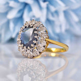 Ellibelle Jewellery Vintage 1975 Sapphire & Diamond 18ct Gold Cluster Engagement Ring
