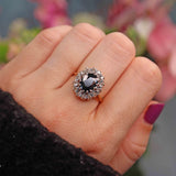 Ellibelle Jewellery Vintage 1975 Sapphire & Diamond 18ct Gold Cluster Engagement Ring