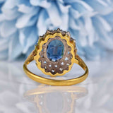 Ellibelle Jewellery Vintage 1975 Sapphire & Diamond 18ct Gold Cluster Engagement Ring
