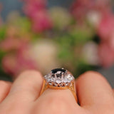 Ellibelle Jewellery Vintage 1975 Sapphire & Diamond 18ct Gold Cluster Engagement Ring